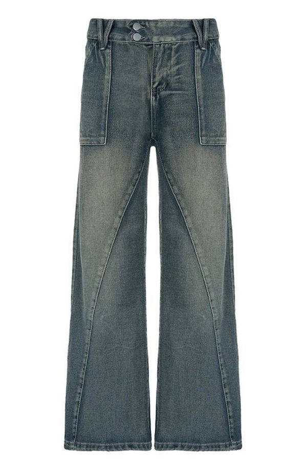 Y2K Vintage Washed Baggy Jeans for Grunge & Coquette Aesthetic Looks