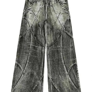 Y2K Vintage Washed Patchwork Jeans for Grunge & Coquette Aesthetic